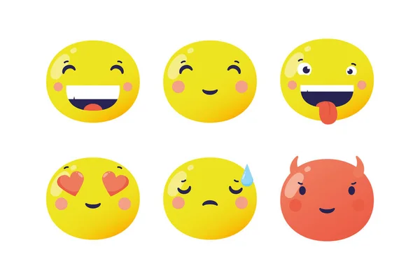 Emojis stehen lustigen Charakteren gegenüber — Stockvektor
