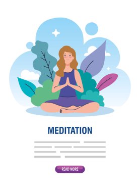 Kadın meditasyon bayrağı, yoga konsepti, meditasyon, rahatlama, manzarada sağlıklı yaşam tarzı