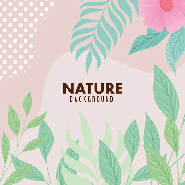 Nature background, branches with tropical nature leaves of pastel color — Stock Vector