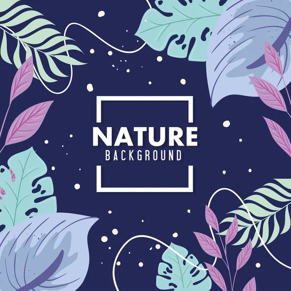 Nature background, frame of tropical nature with branches and leaves of pastel color — Stock Vector