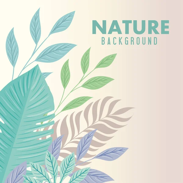 Fondo de la naturaleza, ramas con naturaleza tropical hojas de color pastel — Archivo Imágenes Vectoriales