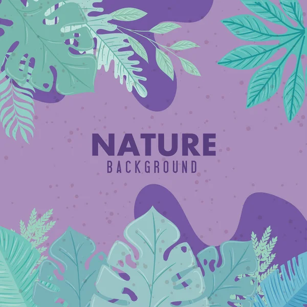 Sfondo della natura, rami con foglie di natura tropicale di colore pastello — Vettoriale Stock