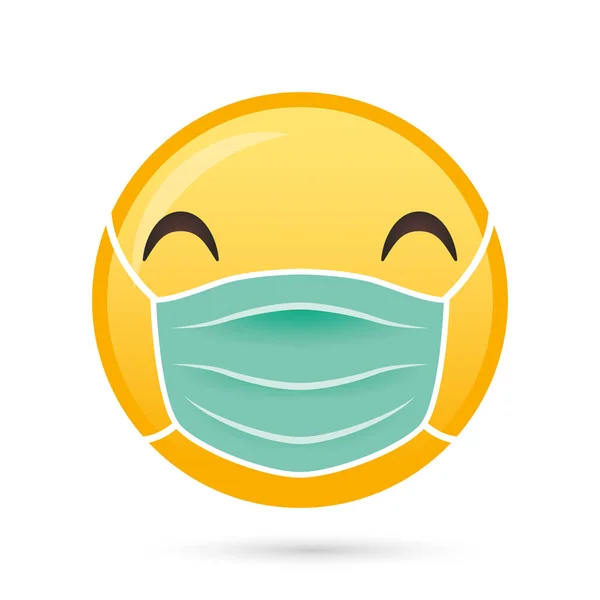 Emoji face medical mask funny character — Stock Vector