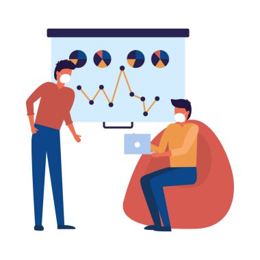 Vektör tasarımında maskeli ve bilgili adamlar