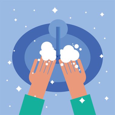 Eller suyun altında yıkama vektör tasarımı