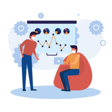 Vektör tasarımında maskeli ve bilgili adamlar