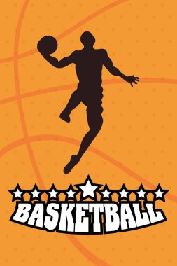 Oyuncu ve balon silueti amblemli basketbol oyunu