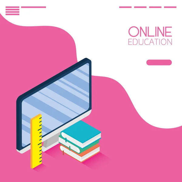 Onderwijs Online technologie met desktop — Stockvector