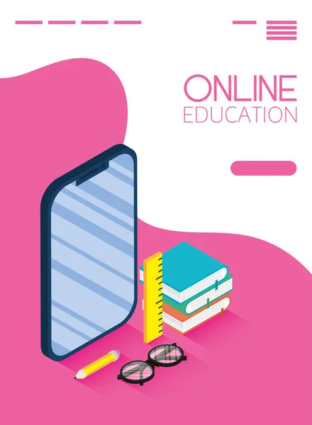 Εκπαίδευση Online τεχνολογία με smartphone — Διανυσματικό Αρχείο