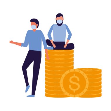 Maskeli ve paralı adamlar vektör tasarımı