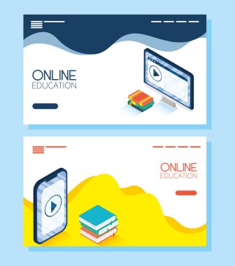 Masaüstü ve akıllı telefonlu Education Online teknoloji