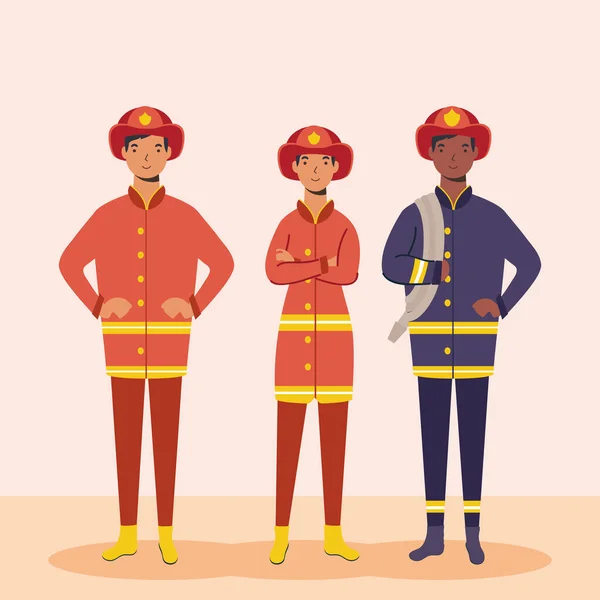 Пожарные основные персонажи — стоковый вектор