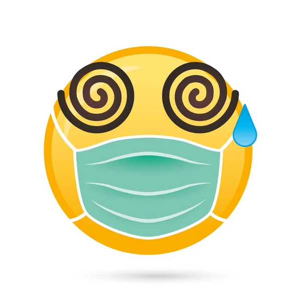 Emoji visage masque médical personnage drôle — Image vectorielle