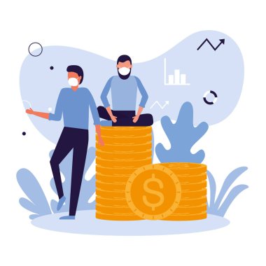 Maskeli ve paralı adamlar vektör tasarımı