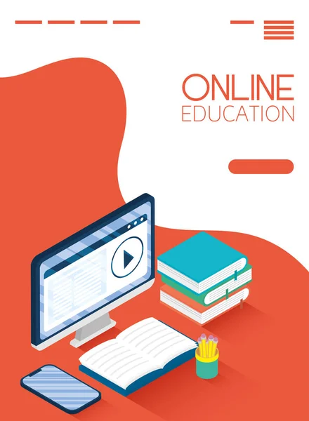 Education Online technology with desktop — Stock Vector