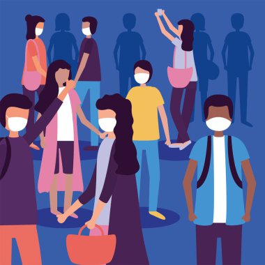 Maskeli kadın ve erkekler vektör tasarımı