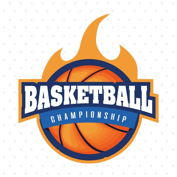 火の紋章に風船付きバスケットボールゲームスポーツ — ストックベクタ