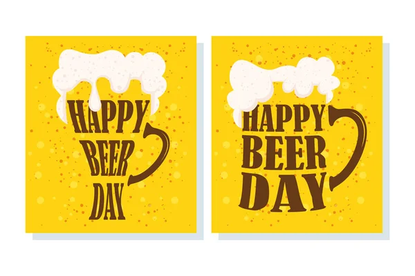 Beer day celebration event with jars — Stock Vector