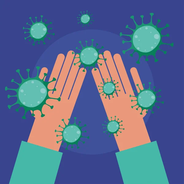 Clean hands and covid 19 virus vector design — Stock Vector