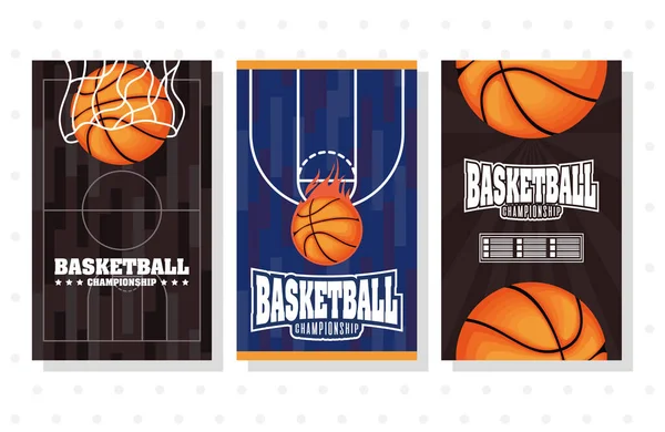 Basketbalové sportovní set emblémy — Stockový vektor