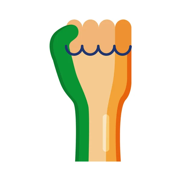 Independece day india celebration flag in hand fist flat style icon — Stock Vector