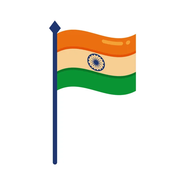 Független nap India ünneplés zászló lapos stílus ikon — Stock Vector