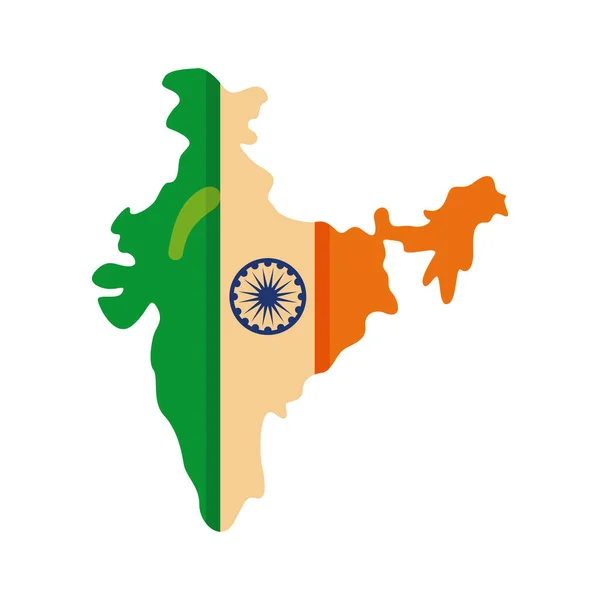 Jour indépendant drapeau de célébration de l'Inde dans la carte icône de style plat — Image vectorielle