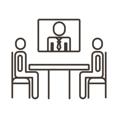 İş adamları telekonferans hattı tarzında masada takım çalışması figürleri