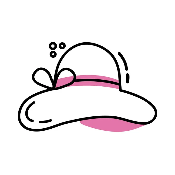 Linha de chapéu de verão feminino e ícone de preenchimento — Vetor de Stock