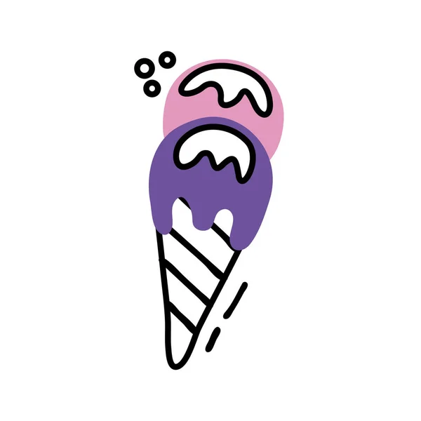 おいしいアイスクリームラインと塗りつぶしスタイルのアイコン — ストックベクタ
