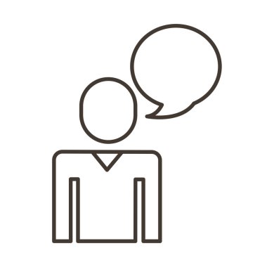 Konuşma baloncuğu tarzı simgesi olan işadamı figürü