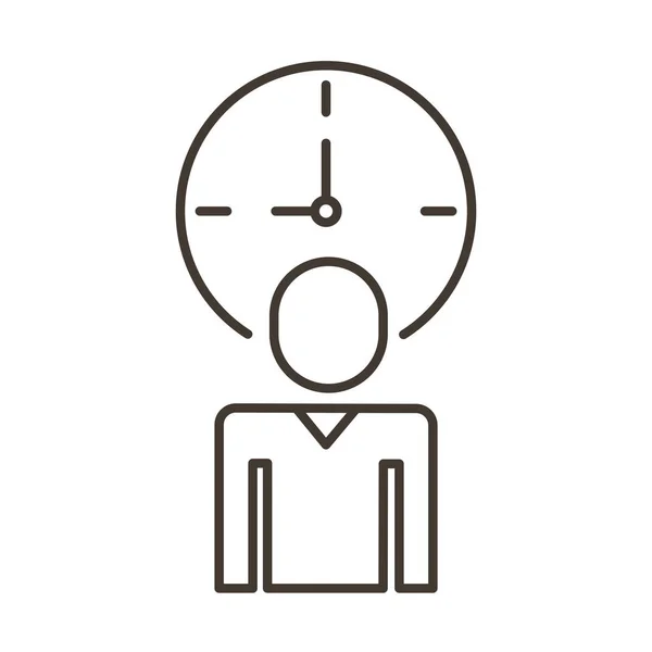 Postać biznesmena z ikoną stylu zegarka czasowego — Wektor stockowy