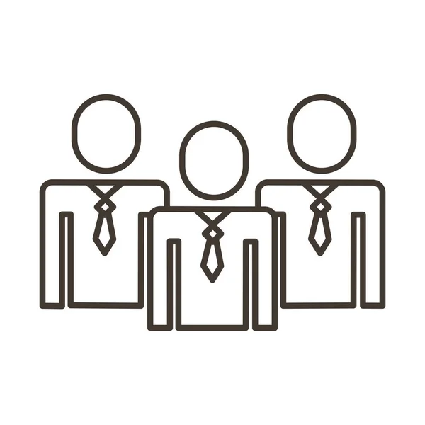 Hommes d'affaires travail d'équipe chiffres ligne style icône — Image vectorielle