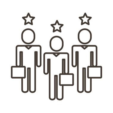 Yıldız çizgisi simgesine sahip iş adamları takım çalışması figürleri