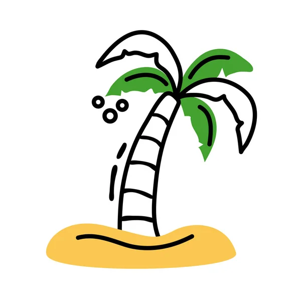 Ağaç palmiyeleri yaz çizgisi ve biçim simgesi — Stok Vektör