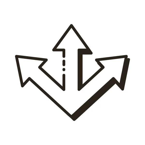 多方向矢印ラインスタイルのアイコン — ストックベクタ