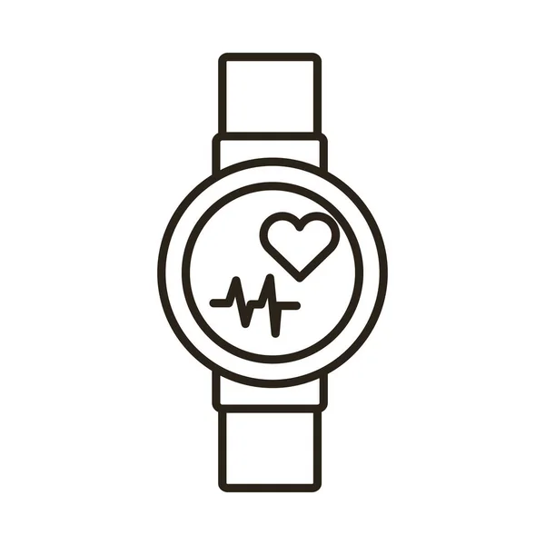 Smartwatch com cardiologia ícone de estilo de linha app — Vetor de Stock