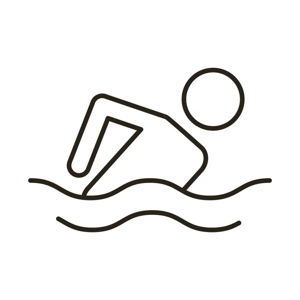 Mänsklig figur simma linje stil ikon — Stock vektor