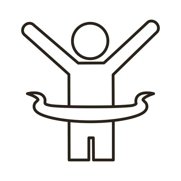 Coureur avec finition bande avatar figure ligne style icône — Image vectorielle