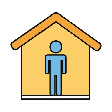 İnsan profili ev çizgisi ve doldurma biçimi