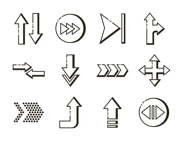 Bündel von Pfeilen setzen Symbole — Stockvektor