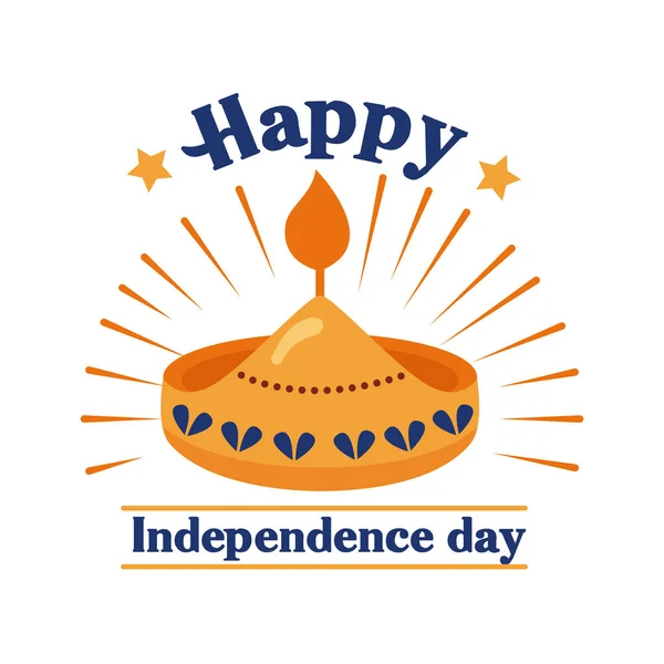 День независимости Индии праздник со свечой плоский стиль значок — стоковый вектор