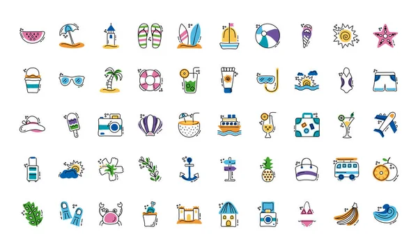 Bundel van zomervakanties set iconen — Stockvector