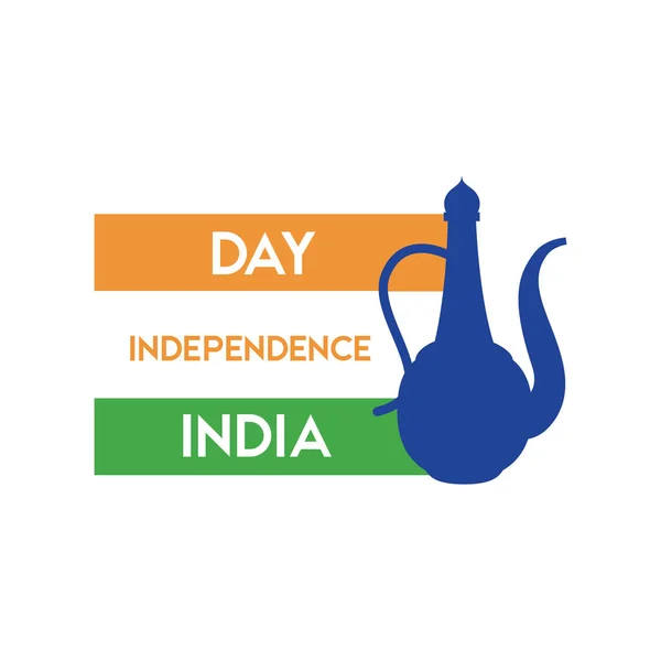 India γιορτή ημέρα ανεξαρτησίας με σημαία και βάζο επίπεδη στυλ — Διανυσματικό Αρχείο