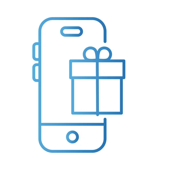 Smartphone avec paiement de cadeaux en ligne style dégradé — Image vectorielle