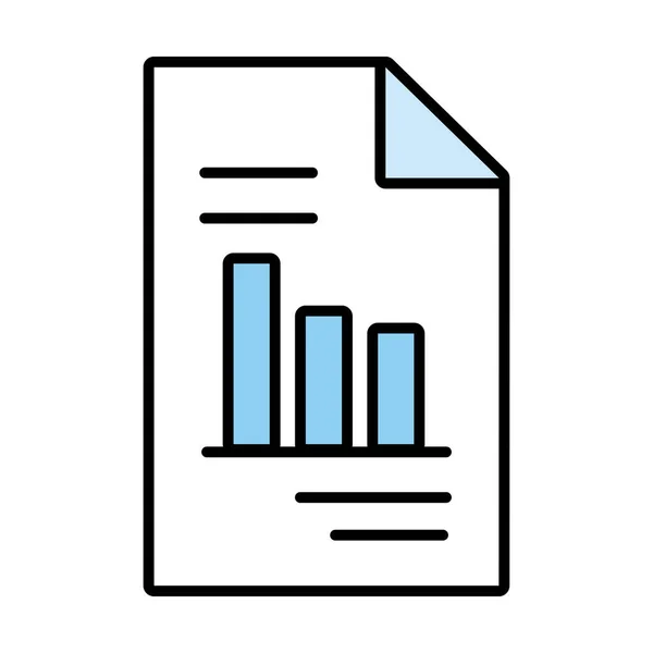 Papier document met statistieken bars lijn en vul stijl pictogram — Stockvector