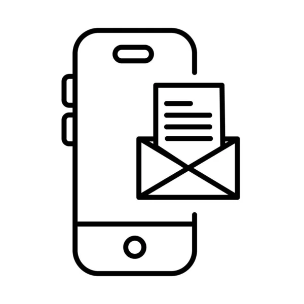 Смартфон с конвертом платежей онлайн стиль линии — стоковый вектор
