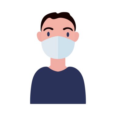 Tıbbi maske takan genç adam düz stil