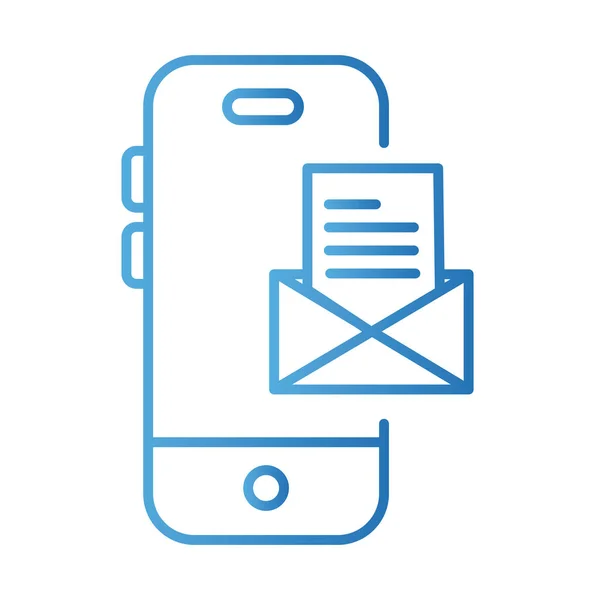 Smartphone met enveloppe betalingen online gradiënt stijl — Stockvector