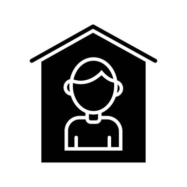 kişi ev siluet biçim simgesinde kalır
